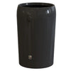 Black recycling bin with open top aperture.
