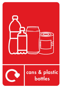 A5 Cans & Plastic Bottles Recycling Sticker