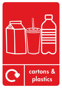 A5 Cartons & Plastics Recycling Sticker