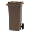 120 Litre plastic wheelie bin in brown