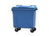 770 litre plastic wheelie bin in blue with handles and 4 wheels