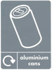 Aluminium cans a5 graphic, with can iconography, recycling loop and text