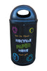 Colorful Blackboard Recycling Bin with Recycle Paper Here sticker.