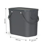 Anthracite recycling bin with lid showing dimensions for each side