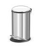 stainless steel trash bin equipped with a foot pedal and lid in closed position
