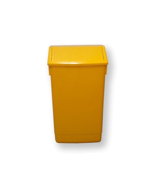54 Litre internal flip top recycling bin, body and lid in yellow with flap in the closed position