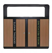 Double Wood Look External Recycling Bin