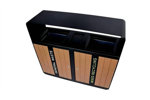 Double Wood Look External Recycling Bin