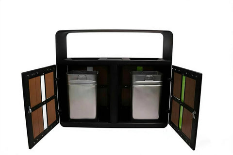 Double Wood Look External Recycling Bin