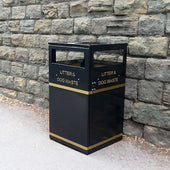 Galvanised Steel Barnsley Outdoor Litter Bin - 112 Litre