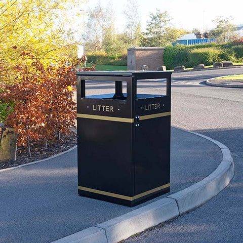 Galvanised Steel Barnsley Outdoor Litter Bin - 112 Litre