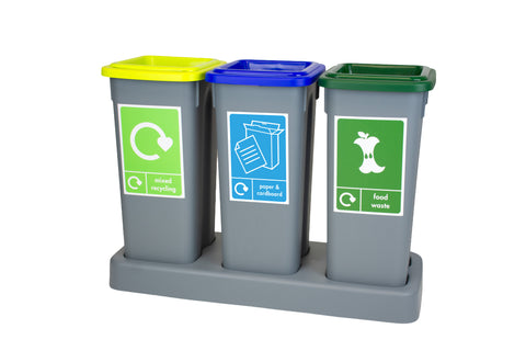 Triple Recycling Station - 3 x 20L With Tray