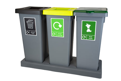 Triple Recycling Station - 3 x 50L With tray