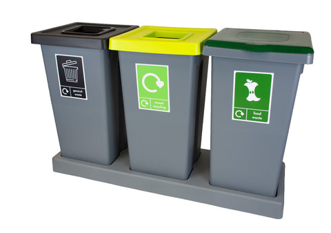 Triple Recycling Station - 3 x 75L With tray