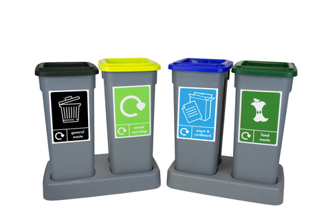 Quadruple Recycling Station - 4 x 20L With tray