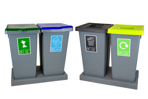 Quadruple Recycling Station - 4 x 75L With tray