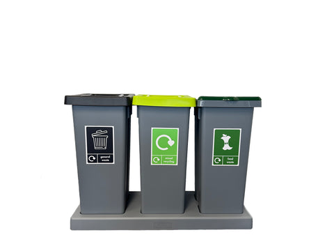 Triple Recycling Station - 3 x 50L With tray