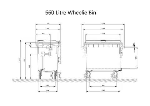 660 Litre Wheelie Bin