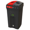 100 Litre Split Lid Recycling Bin With One Half Red and One Half Grey