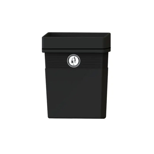 Mountable litter bin with large open aperture.  Black body with tidyman logo to the front 