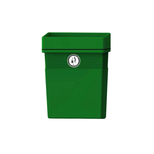 Plastic external litter bin with large throwaway aperture to the top and tidyman iconography to the front