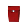 Red plastic mountable litter bin with tidyman logo to the front panel and large throwaway opening 