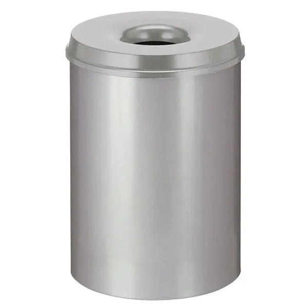 Self extinguishing waste paper bin in a 30 litre capacity with stainless steel body and lid