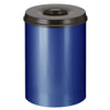 30 Litre self extinguishing waste paper bin, powder coated in blue with a black lid