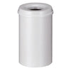 Powder coated in all white, 30 litre capacity self extinguishing waste paper bin