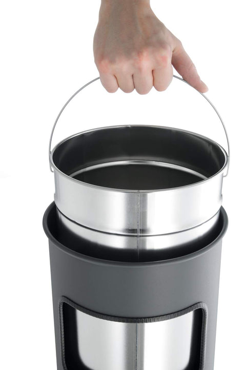 Durable Round Metal Bin with Integrated Sand Ashtray - 17 Litre
