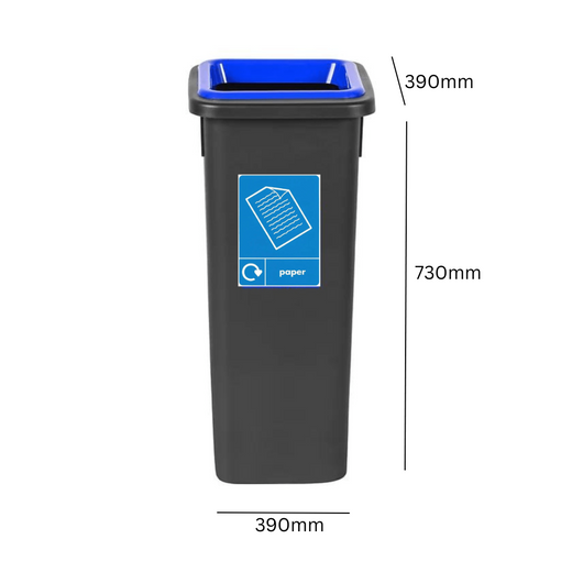 Freestanding Colour Coded Recycling Bin in Black - Available in 3 Sizes