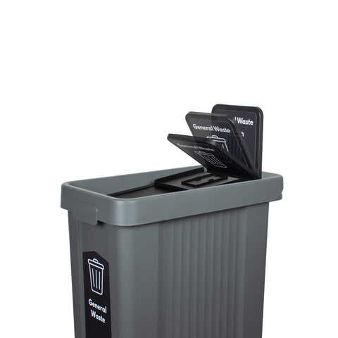 Slim Profile Recycling Bin with Integrated Signage - 70 Litre