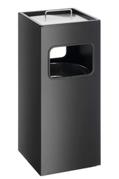 Durable Square Metal Bin with Integrated Sand Ashtray - 17 Litre