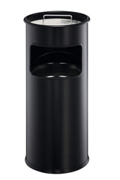 Durable Round Metal Bin with Integrated Sand Ashtray - 17 Litre