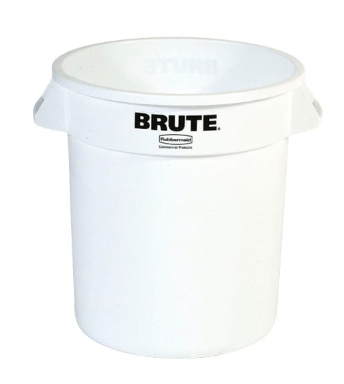 White circular dustbin with large open top and side handles for transportation