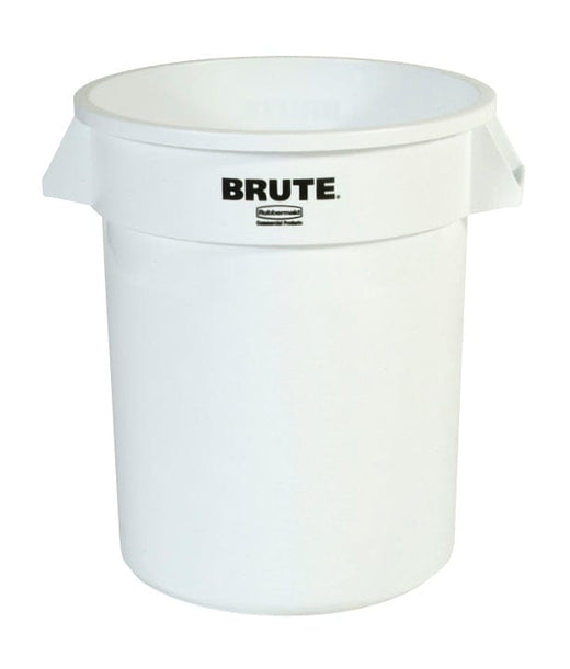 Round white dustbin with 75 litre capacity featuring an open top design with moulded handles to the side for easy moving