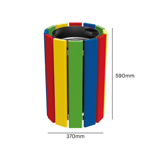 Multicoloured Slatted Open Top Litter Bin - 40 Litres
