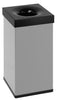 Fire-safe Carro Flame Waste Bin with round aperture lift-off lid that extinguishes flames instantly. 