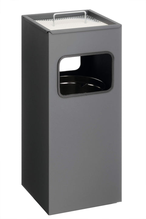 Durable Square Metal Bin with Integrated Sand Ashtray - 17 Litre