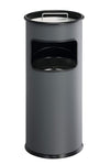 Durable Round Metal Bin with Integrated Sand Ashtray - 17 Litre