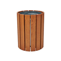 Round Hardwood Slatted Litter Bin - 60 Litre