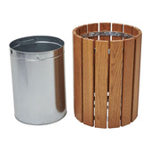Round Hardwood Slatted Litter Bin - 60 Litre