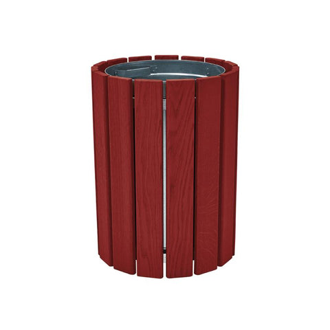 Round Hardwood Slatted Litter Bin - 60 Litre