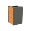 Square litter bin with throwaway hole in lid, light oak stain and grey surround