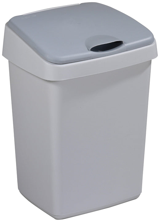 small 10 litre rubbish bin with pronounced handle and grey base
