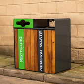 Double Iroko Wood Recycling Bin - 224 Litre