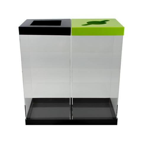 Double Clear Recycling Bins with Tray - Available in 2 Sizes