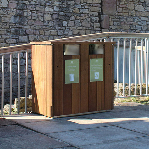 Hardwood Double Iroko Recycling Bin - 120 & 196 Litre Available