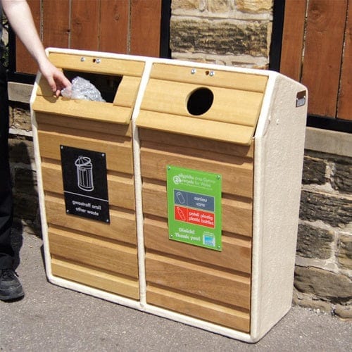 Double Timber Fronted Recycling Unit - 196 Litres