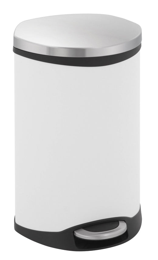 Matte White Steel EKO Shell Pedal Bin designed for easy, hygienic waste disposal.